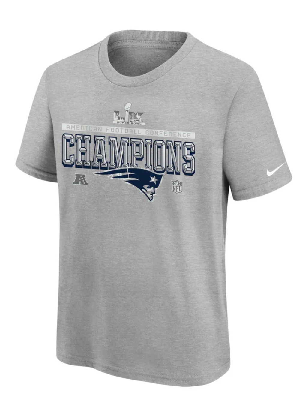 Nike Gray New England Patriots 2025 AFC Champions t shirt new size youth